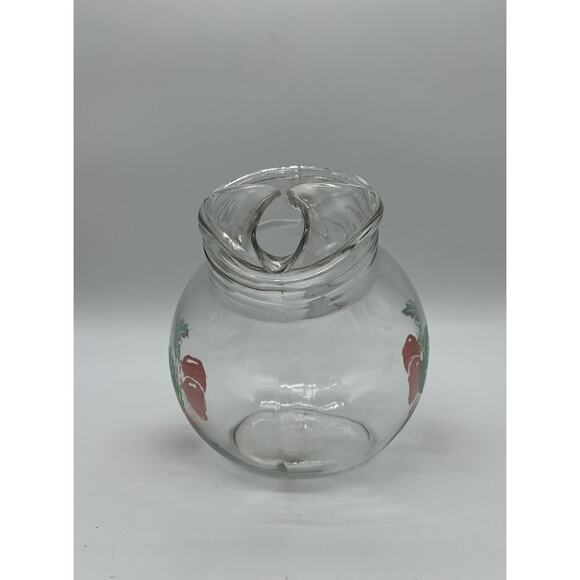 Vintage Tomato Tilted Glass Juice Pitcher Ice Lip 4 4 Oz Juice Glasses Read - Picture 3 of 8